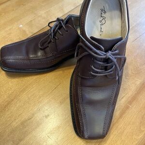 Thad Stuart Brown Classic Leather Sz 8.5 Lace Up Oxfords Preppy Career Old Money